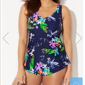 NWT TIKI SARONG FRONT ONE PIECE SWIMSUIT PLUS SIZE